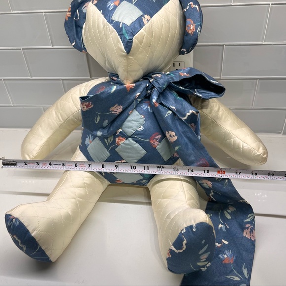 Vintage Handmade Patchwork Quilt Teddy Bear OOAK 14” sitting - Picture 7 of 12